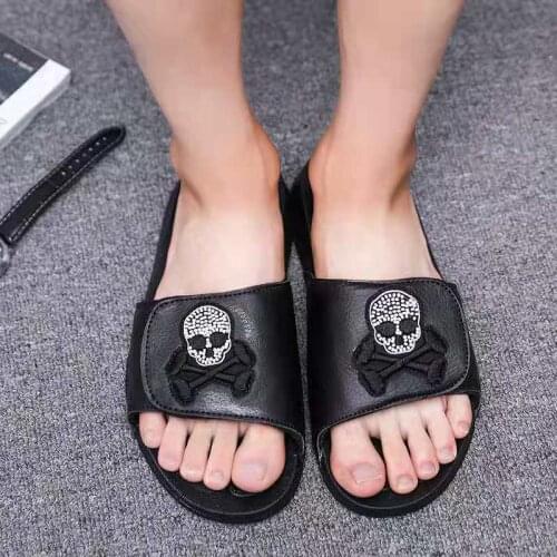 New Designer Mens Slippers Non-slip Slides Beach Sandals And Slippers Skull Slippers Brand Flip Flops Fashion Men Shoes Sandals