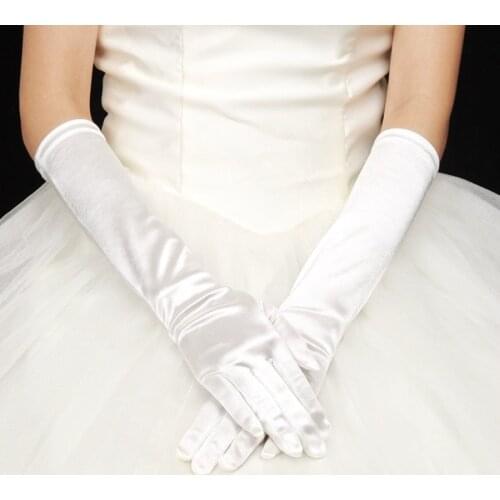 Wedding Gloves Bridal Gloves Satin Long Finger Gloves White Black Ivory wedding accessories
