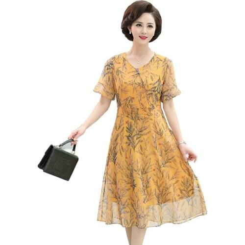 Retro Floral Dress Womens Elegant Chiffon French Party Dress Lotus Sleeve V-Neck MIDI Dress Summer 2021 5XLWomens Dress FC1200