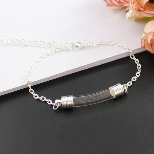 1PC 6/8MM curve tube Bracelets Name on rice bracelets rice vial jewelry Glass vial bracelets DIY Jewelry