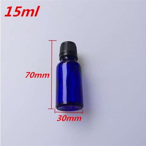 10 pcs 30x70 mm Dark Blue Glass Bottles With Black Plastic Cap&Plugs DIY 15 ml Empty Essential Oil Perfume Glass Bottles