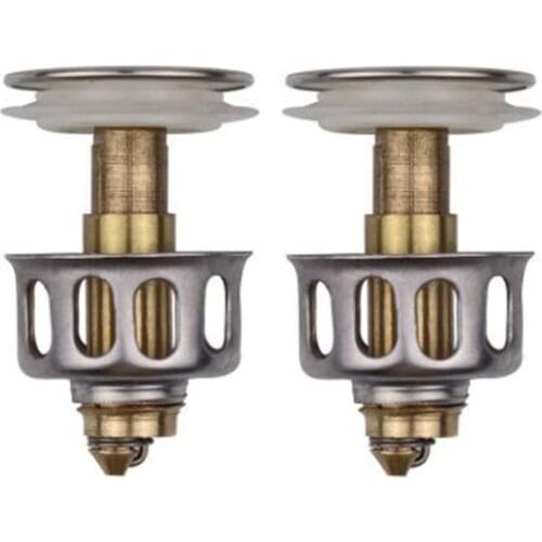 2 Pcs Universal Wash Basin Bounce Drain Filter Bathroom Sink Drain Plugs