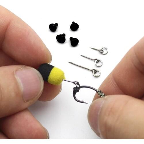 30PC Carp Fishing Accessories Micro Barbed Bait Sting with Rings and Hook Stop Beads Carp Bait Spike Pins for Carp Feeder Tackle