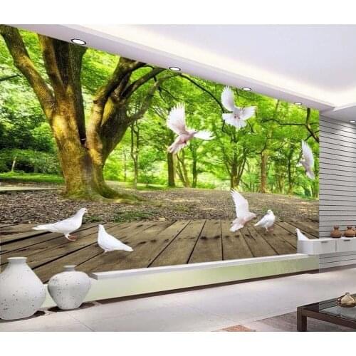 Custom photo 3d wallpaper Forests play dove decoration painting wall papers home decor 3d wall murals wallpaper for living room