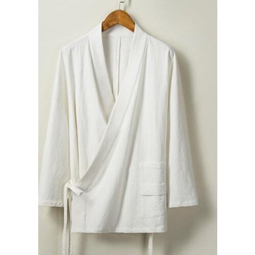 #4215 Spring Autumn Chinese Style Cotton Linen Coat Men Belt Vintage Coat Men Long Sleeved Vintage Mens Jacket Plus Size 4XL