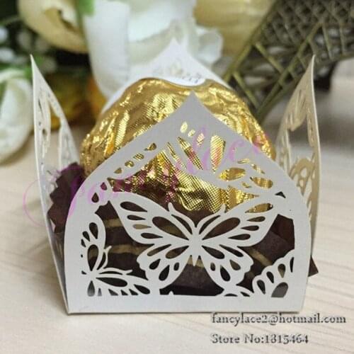 60pcs Laser Cut Hollow Craft Lovely Butterfly Chocolate Mini Wrappers Packing Cupcake Liners Decoration Supplies