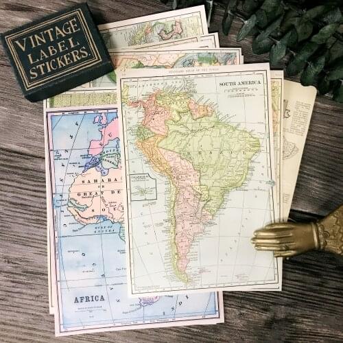 Junk journal Vintage map material paper DIY scrapbooking album happy plan decorative background paper