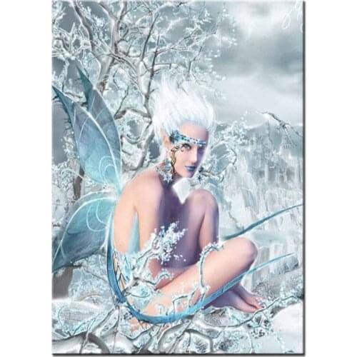 5D DIY Diamond Painting Full Diamond Embroidery Snow Fairy Girl Diamond Mosaic Paintings Rhinestones Portrait Handmade A979