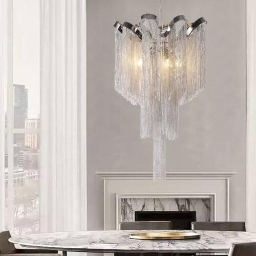 Aluminum Chain Suspension Luminaire Modern Luminaria Vintage Luxury Hanglamp Home Restaurant Lustre Decoration Pendant Lights