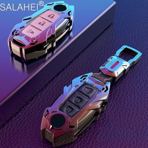 Zinc Alloy + Leather Car Key Case Cover For Nissan Tidda Livida X-Trail T31 T32 Qashqai March Juke Pathfinder Versa Tidda
