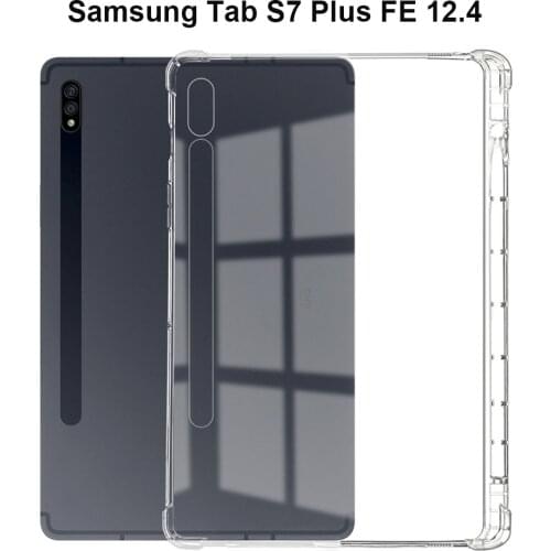 Case For Samsung Galaxy Tab S7 Plus FE 12.4'' SM-T970 T975 T730 T736B Cover Soft Silicon TPU Protection Shell With Pencil Holder
