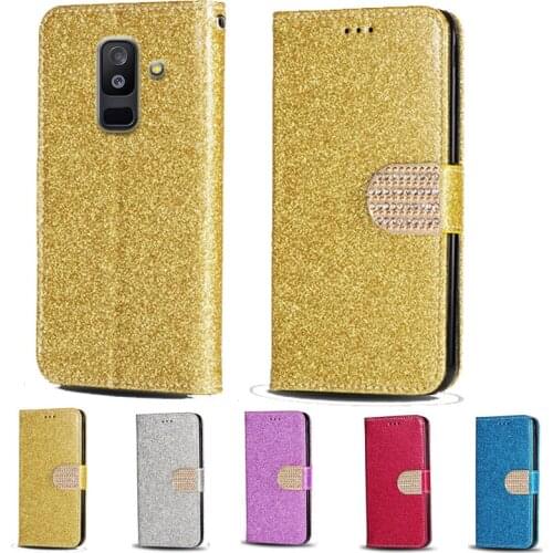 For Samsung J8 2018 Luxury Glitter Diamond Flip Leather Wallet Phone Case For Samsung Galaxy A6 Plus 2018 Phone cover card slot