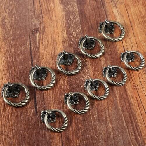 5pcs 41*30mm/48*37mm Wooden Door Handle Zinc Alloy Chair Decorative Cabinet Knob Pull Ring Tool Home Accessories