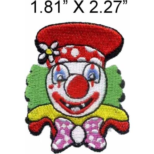 CHILDREN CLOWN FACE 1.81"wide embroidery patch for Greatest Clown/Happy Birthday/Circus Freak