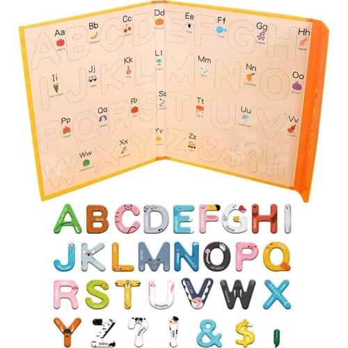 Children Gift Wooden English Letter Refrigerator Magnetic Sticker Learning Tool