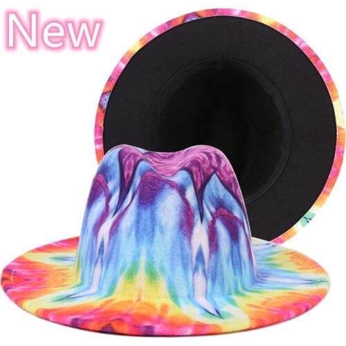 Tie-dye fedora hat woolen top hat new color stage performance jazz hat outdoor party fashion wholesale кепка мужская