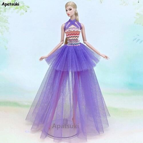 Purple Multi-layer Wedding Dresses For Barbie Clothes Fashion Doll Outfits Dress 1/6 BJD Dolls Accessories Kids Toys DIY