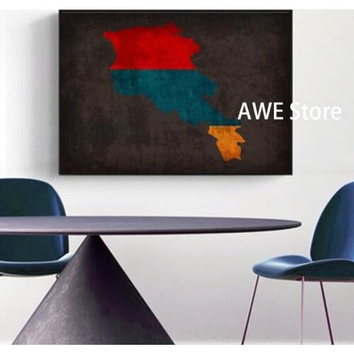Armenia Country Flag Map Posters and Prints Decor Wall Art Pictures Canvas Painting Office Home Decor High resolution Printing