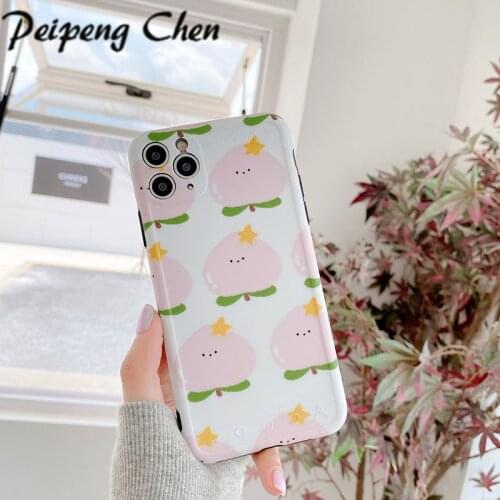 Fruit Peach Phone Case Cover For iphone 11 Pro XS Max XR X SE 2020 8 7 Plus Silicone IMD Soft Back Cases Fashion Shell Anti-fall