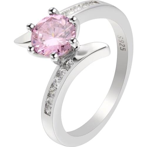 Hainon Pink & Purple Rings For Women Silver Color Female Hot Fabulous Vintage Charming Fine Rings Jewelry