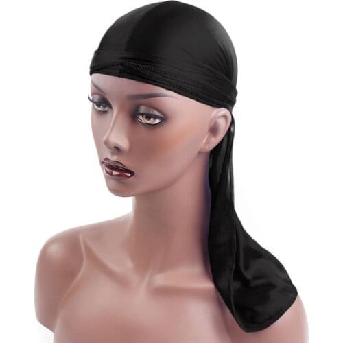 Hirigin Mens Satin Durags Bandanna Turban Wigs Pirate Hat Men Silky Durag Headwear Headband