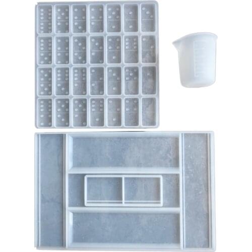 Dominoes Epoxy Resin Mold Dominoes Storage Box Silicone Mold DIY Crafts Jewelry Storage Case Holder Casting Tools