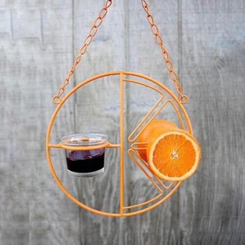 Round Metal Hummingbird Feeder Outdoor Garden Hanging Bird Water Fruit Dispenser Outdoor Bird Feeding Water