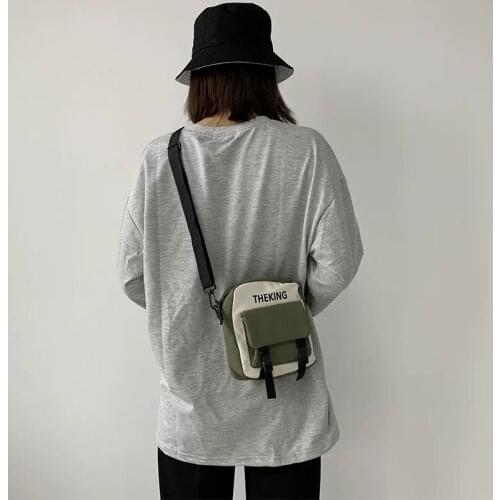 Crossbody small bag female waterproof fabric Hong Kong style tooling style Korean version of ins student ladies shoulder bag