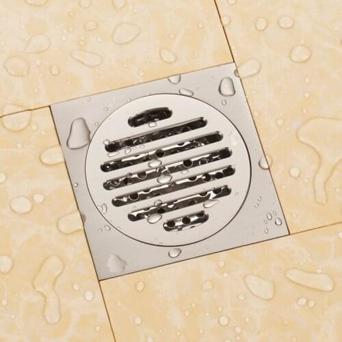 Bathroom Brushed Nickel Soild brass 120*120mm Square Floor Waste Grates Bathroom Shower Drain Floor Drain--MD5470