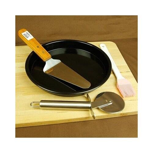 0 4PCS/set pizza tools pan set 4 in 1 (pizza pan+Silicone Brushes+Pizza cutter+Pizza Shovel) Wholesale
