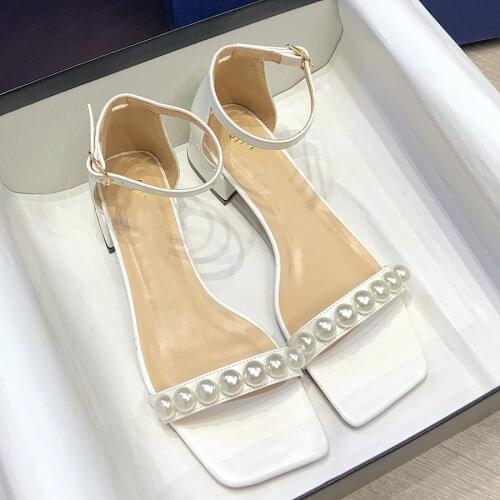 2021 Spring New Classic Ladies Sandals Pear Elegant Fashion 4cm High-Heeled Shoes Celebrity Style Refreshing Buty Damskie Sexy