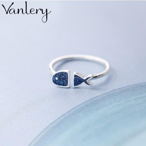 New Fashion Gothic Blue Fish Rings For Women Wedding Rings Fashion Jewelry Ladies Accessories Boho Jewelry 2021