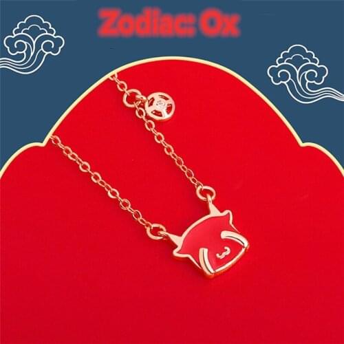 Sole Memory 2021 Zodiac Year of the Ox Color Changeable Eenamel 925 Sterling Silver Clavicle Chain Female Necklace SNE615