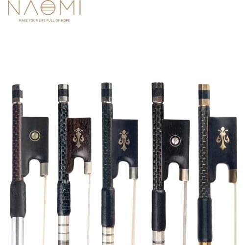 NAOMI Master Braided Carbon Fiber Violin Bow 4/4 Ebony Frog White Mongolia Horsehair Fast Response