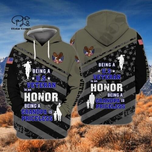 PLstar Cosmos 3DPrint Newest Army Soldier Veteran Art Men/Women Cozy Hrajuku Casual Streetwear Hoodies/Zip/Sweatshirt T-25