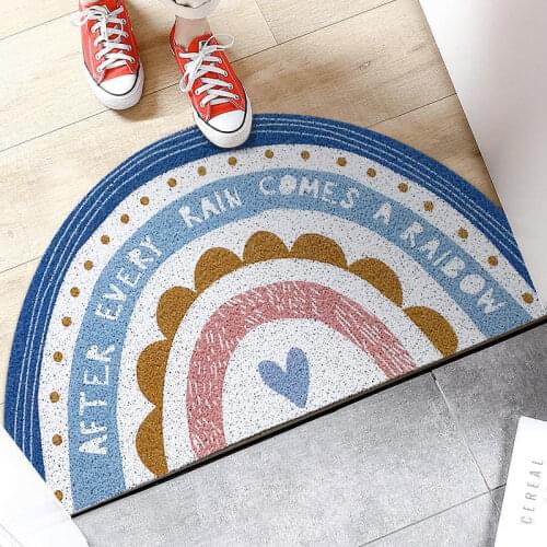 Half-round Door Mats Antiwear PVC Waterproof Ant-Slip Bedroom Carpet Rugs Cartoon Rainbow Print Entrance Outdoor Indoor Doormat