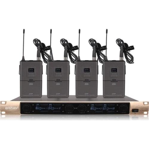 Professional wireless microphone 4 channels 4 lavalier microphone stage church school outdoor performance