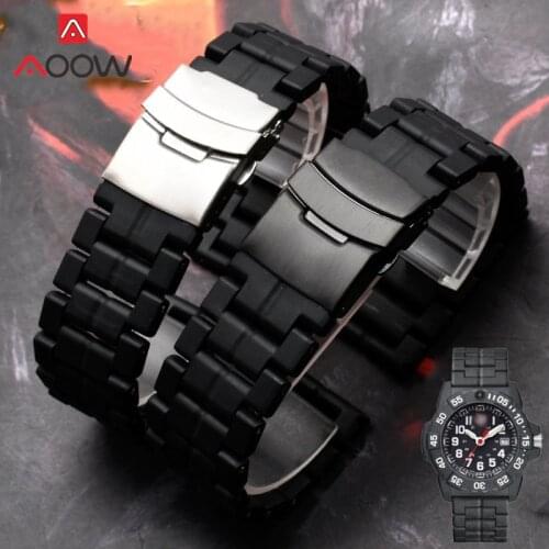 23mm Black Plastic Steel Fiber Strap for Luminox 1800 3080 6250 3050 8800 Folding Buckle Men Replacement Bracelet Watch Band