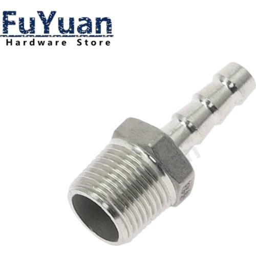 1/8" 1/4" 3/8" 1/2" BSP Male Thread Pipe Fitting to 6 8 10 12mm ID Barb Hose Tail Reducer Fitting Multi Size Stainless Steel 304