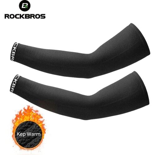 ROCKBROS Winter Autumn Sport Running Arm Warmers Men Women Breathable Soft Keep Warm Elasticity Windproof Cycling Fleece Sleeves