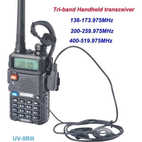 Baofeng Tri-band 136-173.975MHz/200-259.975MHz/400-519.975MHz Baofeng Walkie talkie UV-5RIII two way FM radio with handsfree