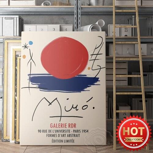 Joan Miro Exhibition Poster, Geometric Round Patten Wall Picture, Minimalist Circle Abstract Wall Art, Living Room Wall Stickers