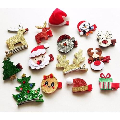 Christmas Hair Clips for Girls Santa Claus Xmas Tree Hairpins Cartoon Headwear Barrettes Kids Gifts Hair Accessories for Women