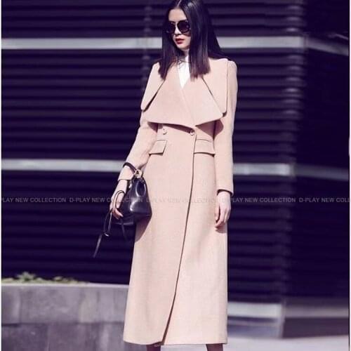 Women Mid-length Outerwear Korean Loose Temperament England Woolenes Blends Oversized Female Jacket Overcoat
