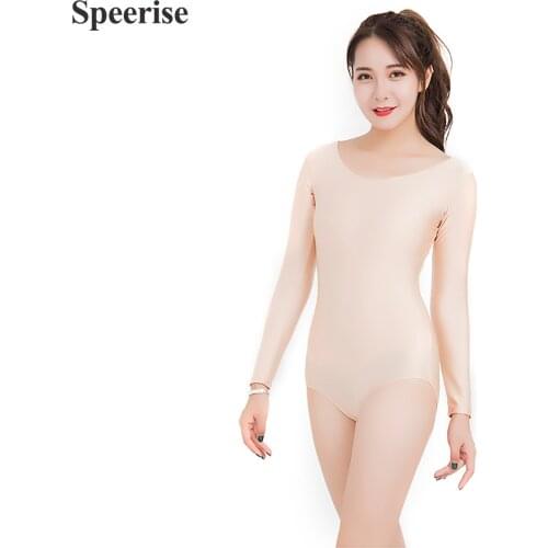 Women Autumn Long Sleeve Soop Neck Leotards Spandex Ballet Dancing Costumes Skinny Bodysuits Gymnastics Suit Dancewear Swimwear