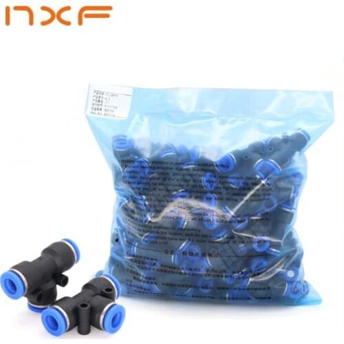 100pcs 50pcs Lot PE Pneumatic Fittings Fitting Plastic T Type 3-way For 4mm 6mm 8mm 10mm Tee Tube Quick Connector Slip Lock