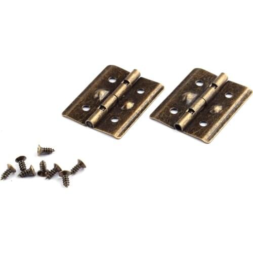 12 pcs Antique Decorative Hinges Metal Box Hinges Retro Door Hinges for Wooden Furniture Cabinet Drawer Jewelry Box