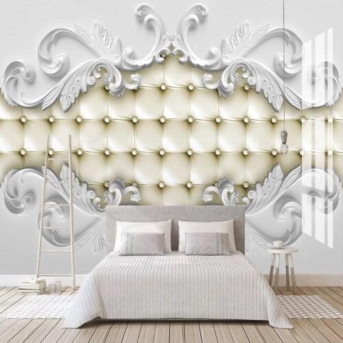 3D White Plaster Pattern Leather Pouch Wallpaper Murals Wall Paper Sticker Living Room TV Background Wall Home Decor 3D Fresco
