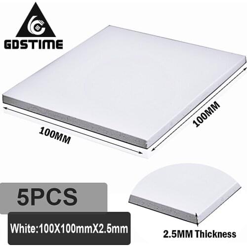 5Pcs Gdstime 100x100x2.5mm tichkess Thermal Pad CPU Heatsink Pad Cooling Conductive Silicone Thermal pad white