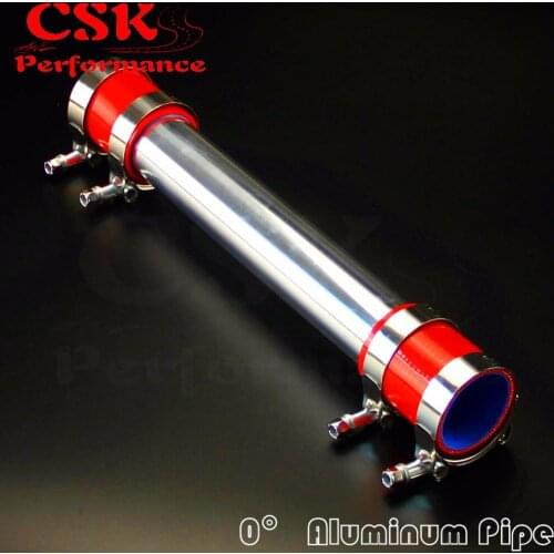 51mm 2" Aluminum Turbo Intercooler Pipe Piping Tubing + red silicone hose +T bolt clamps kit 03CSA014BRD 2 inch tube pipeing